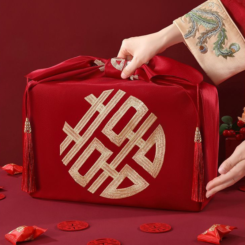 Furoshiki Wrap Cloth - Красный носовой платок в китайском стиле