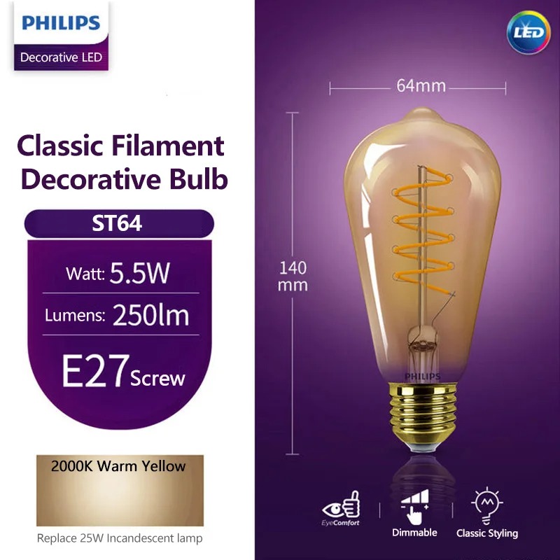 Philips LED ST64 Классическая  – обзор и цена Philips Bulb Led Classic